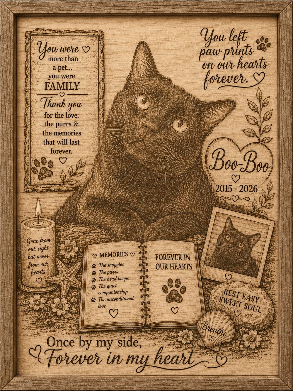 Custom engraved photo on wood any picture! pet memorial, Vacations etc - Picture 9 of 13